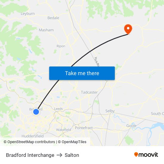 Bradford Interchange to Salton map