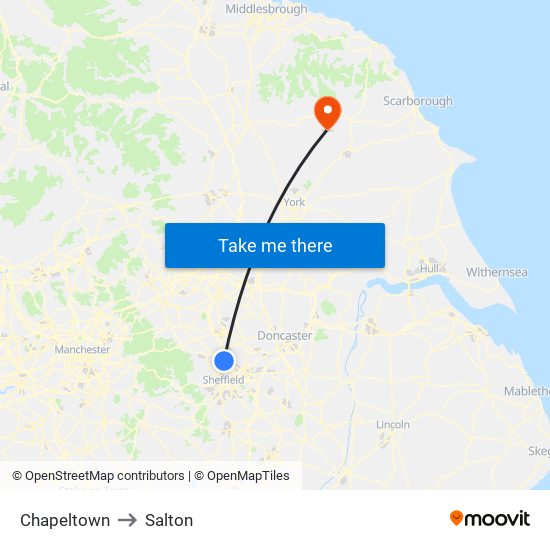 Chapeltown to Salton map