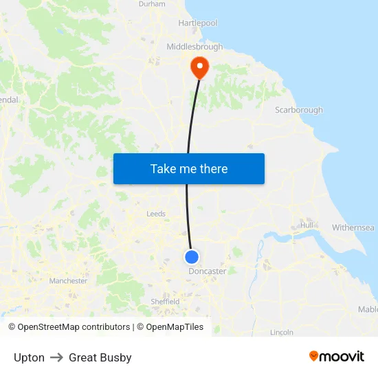 Upton to Great Busby map