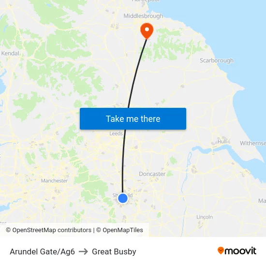 Arundel Gate/Ag6 to Great Busby map