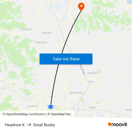 Headrow K to Great Busby map