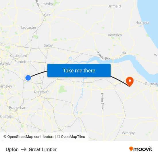 Upton to Great Limber map