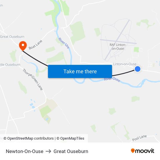Newton-On-Ouse to Great Ouseburn map