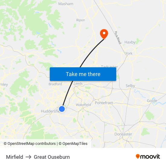 Mirfield to Great Ouseburn map