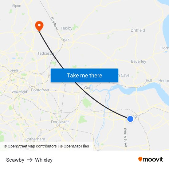 Scawby to Whixley map