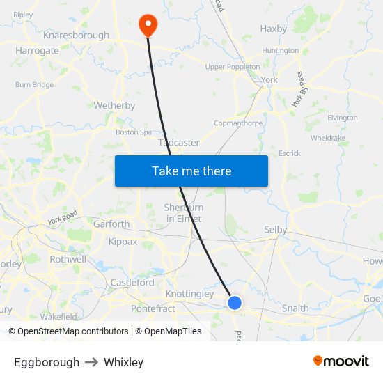 Eggborough to Whixley map