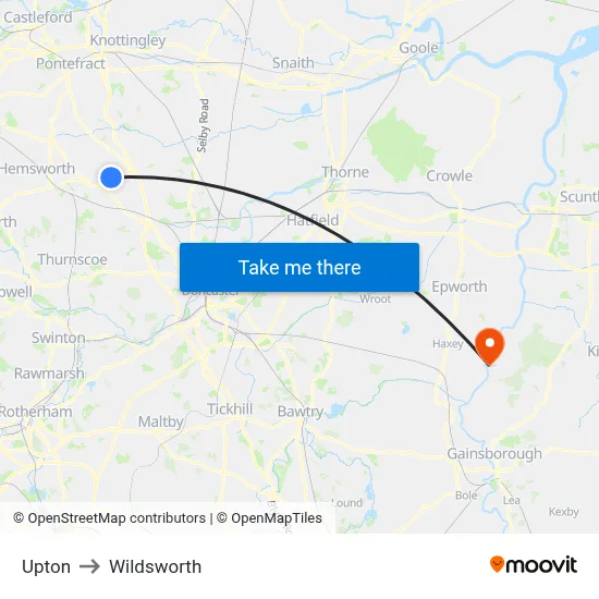 Upton to Wildsworth map