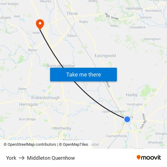 York to Middleton Quernhow map