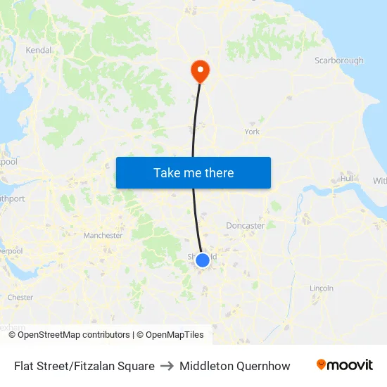 Flat Street/Fitzalan Square to Middleton Quernhow map