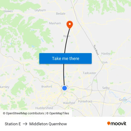 Station E to Middleton Quernhow map