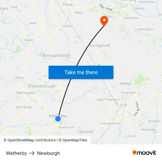 Wetherby to Newburgh map