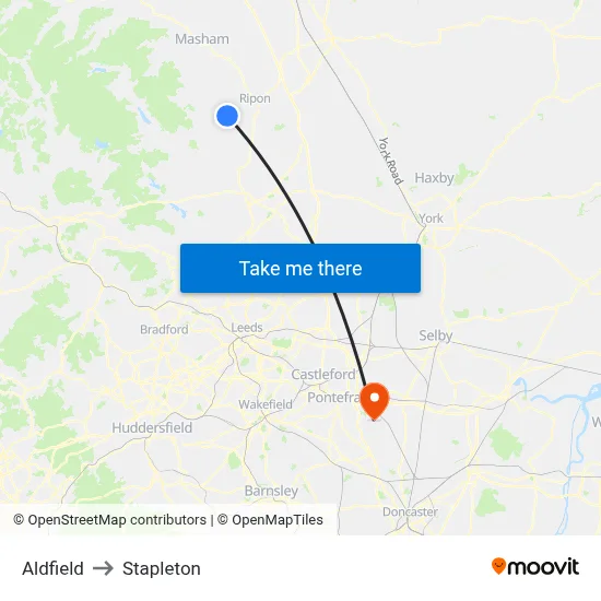 Aldfield to Stapleton map