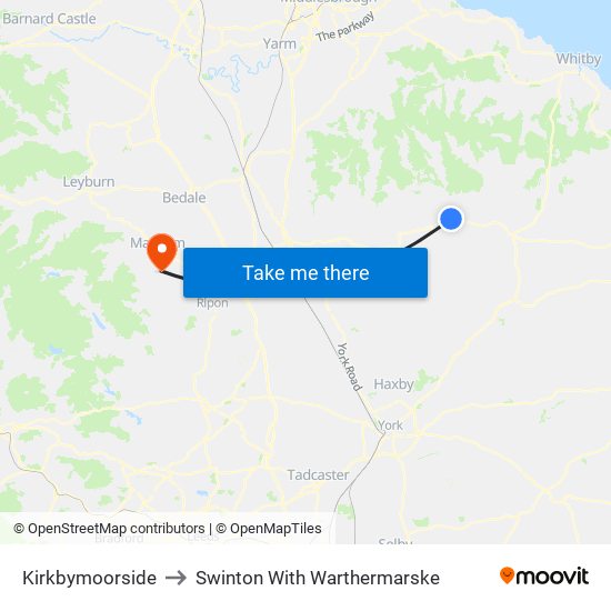 Kirkbymoorside to Swinton With Warthermarske map