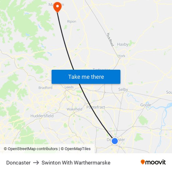 Doncaster to Swinton With Warthermarske map