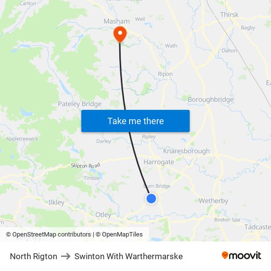 North Rigton to Swinton With Warthermarske map