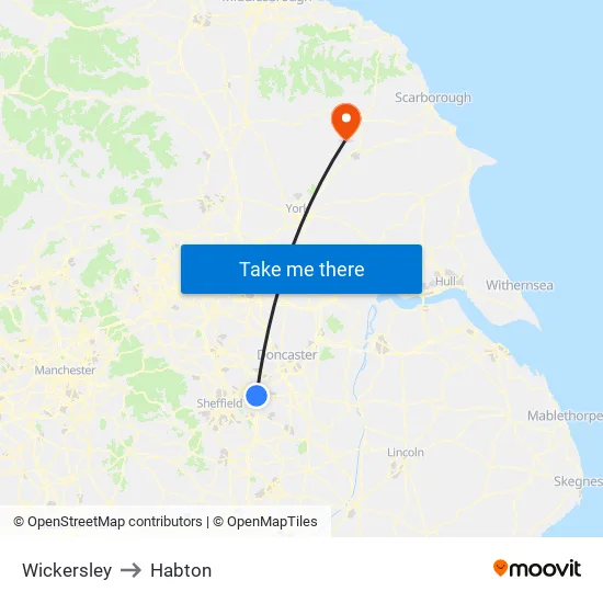 Wickersley to Habton map