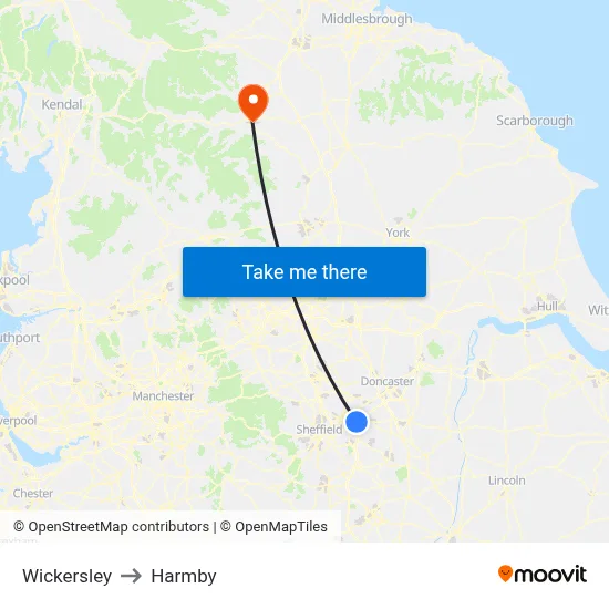 Wickersley to Harmby map