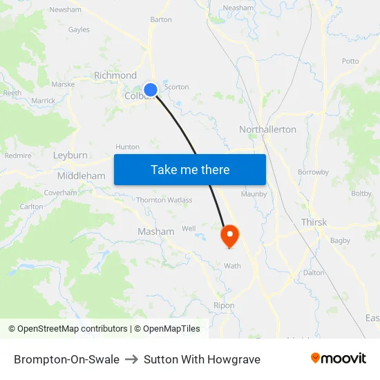 Brompton-On-Swale to Sutton With Howgrave map