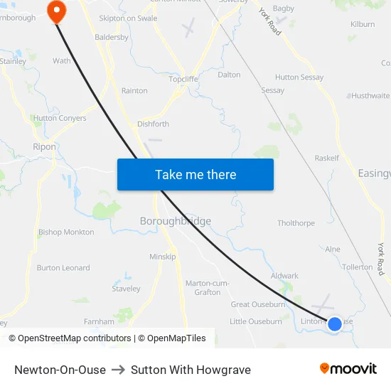 Newton-On-Ouse to Sutton With Howgrave map