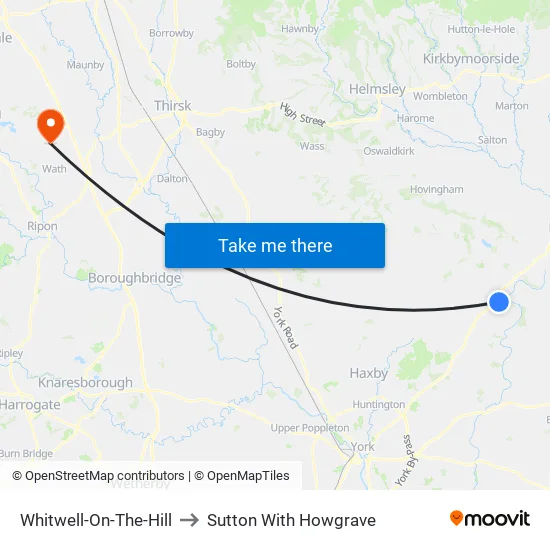 Whitwell-On-The-Hill to Sutton With Howgrave map