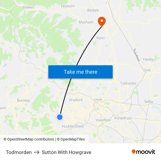 Todmorden to Sutton With Howgrave map
