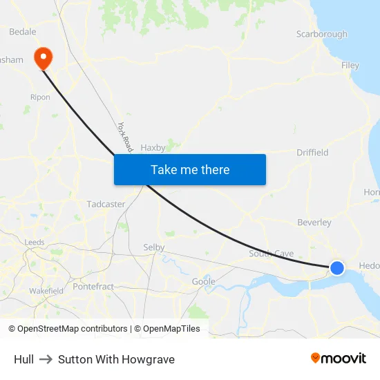 Hull to Sutton With Howgrave map