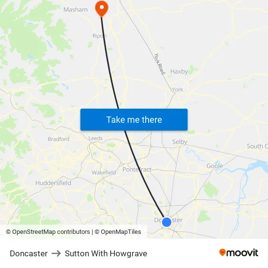 Doncaster to Sutton With Howgrave map