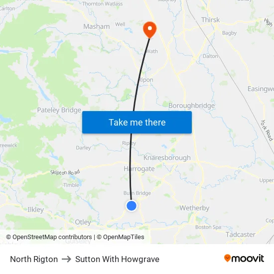 North Rigton to Sutton With Howgrave map