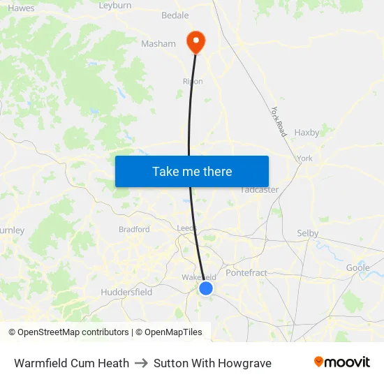 Warmfield Cum Heath to Sutton With Howgrave map