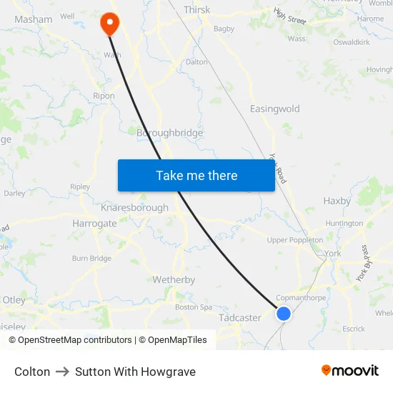 Colton to Sutton With Howgrave map