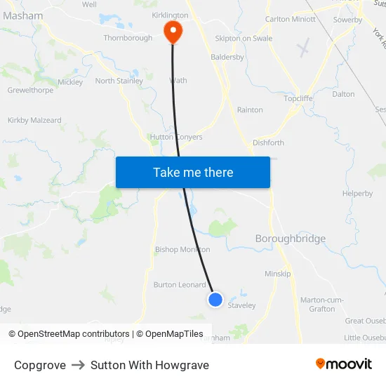 Copgrove to Sutton With Howgrave map