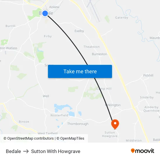 Bedale to Sutton With Howgrave map