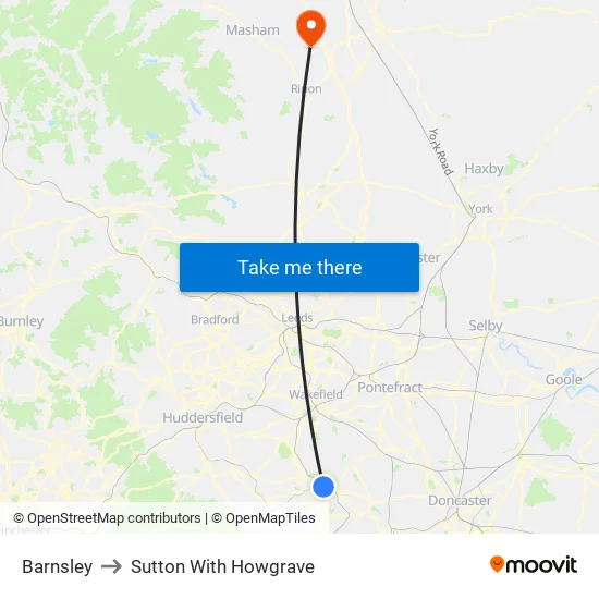 Barnsley to Sutton With Howgrave map