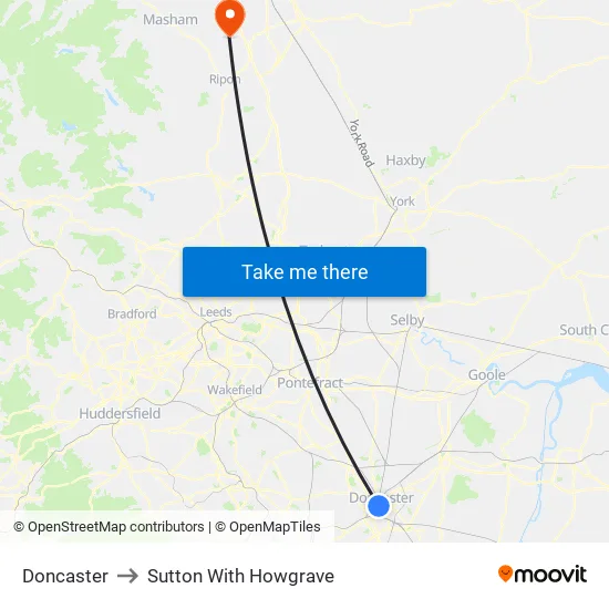 Doncaster to Sutton With Howgrave map