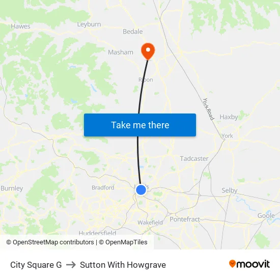 City Square G to Sutton With Howgrave map