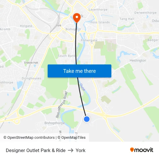 Designer Outlet Park & Ride to York map