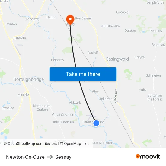 Newton-On-Ouse to Sessay map