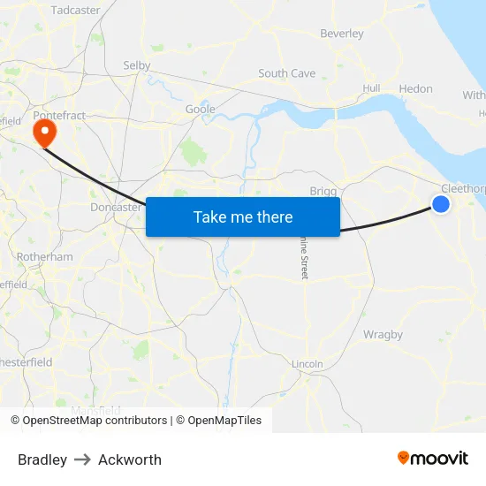 Bradley to Ackworth map