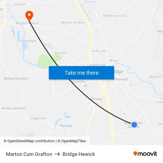 Marton Cum Grafton to Bridge Hewick map