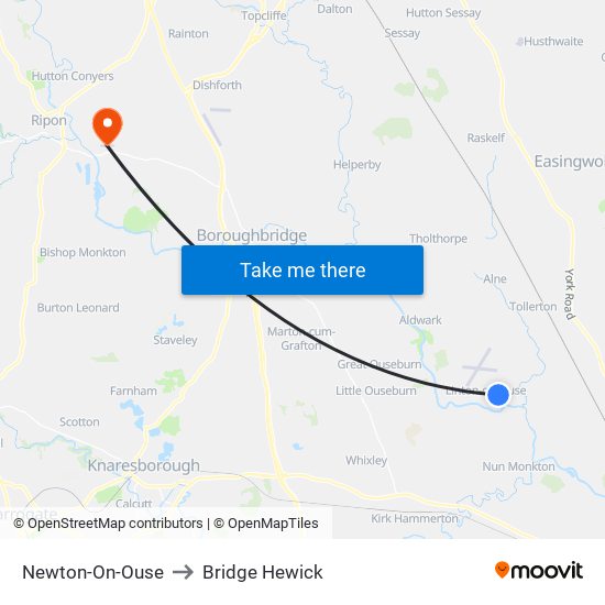 Newton-On-Ouse to Bridge Hewick map