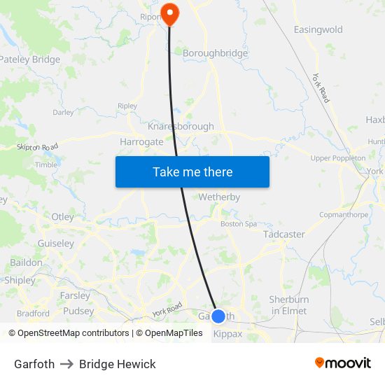 Garfoth to Bridge Hewick map