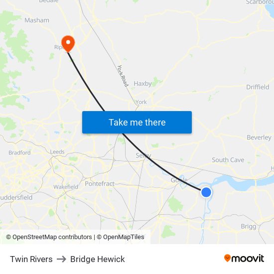 Twin Rivers to Bridge Hewick map