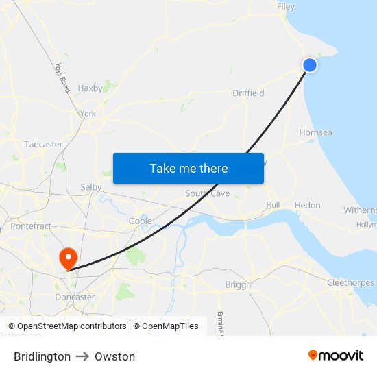 Bridlington to Owston map