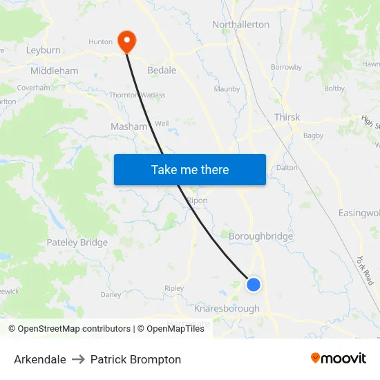 Arkendale to Patrick Brompton map