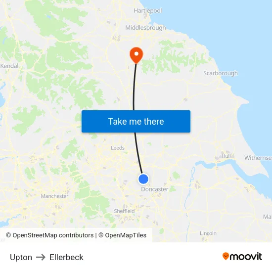 Upton to Ellerbeck map
