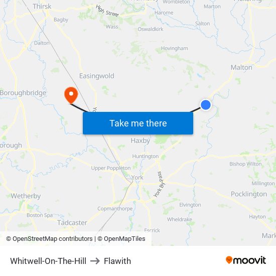 Whitwell-On-The-Hill to Flawith map