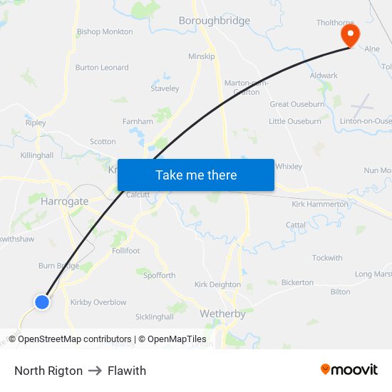 North Rigton to Flawith map