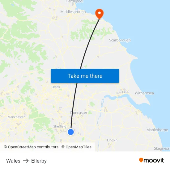 Wales to Ellerby map