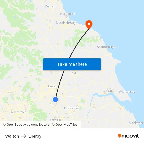 Walton to Ellerby map