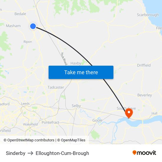 Sinderby to Elloughton-Cum-Brough map